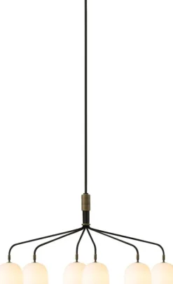 GUBI Howard ljuskrona, 6 armar, benporslin