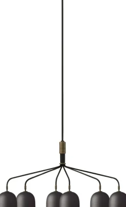 GUBI Howard ljuskrona, 6 armar, mässing i gunmetal