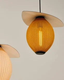 GUBI Satellite Outdoor pendellampa, 22 cm, svart - mustard gold