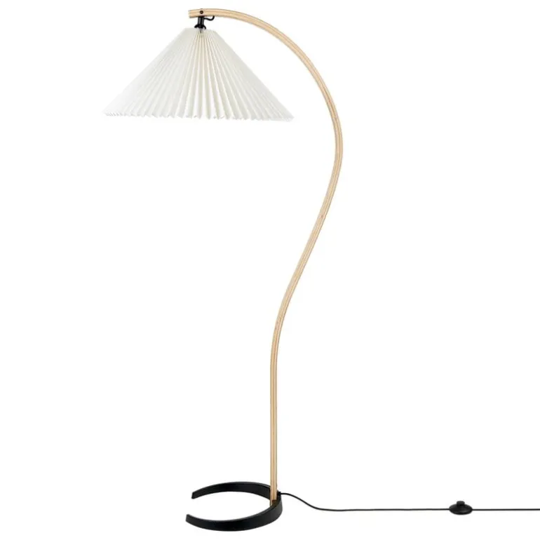 GUBI Timberline golvlampa, ek - björk - vit canvas