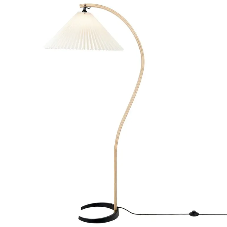 GUBI Timberline golvlampa, ek - björk - vit canvas