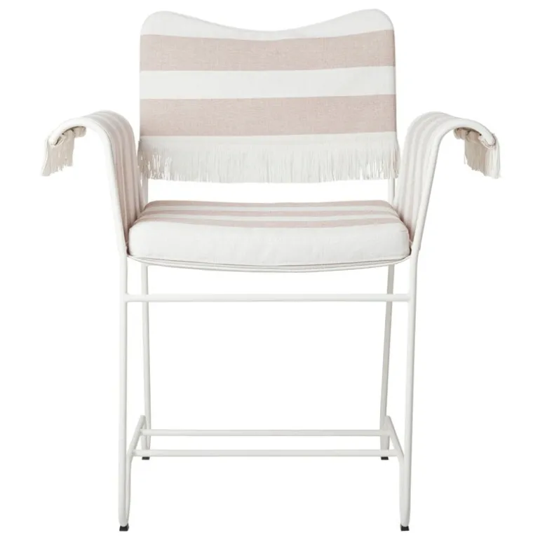 GUBI Tropique stol med fransar, klassiskt vit - Leslie Stripe 40