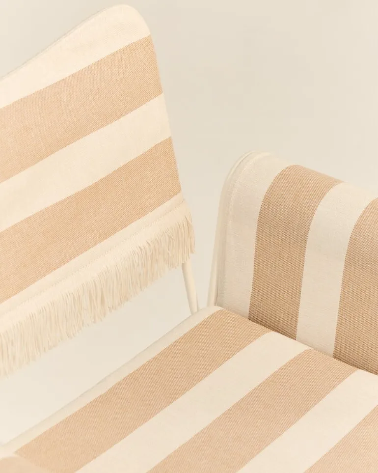 GUBI Tropique stol med fransar, klassiskt vit - Leslie Stripe 40