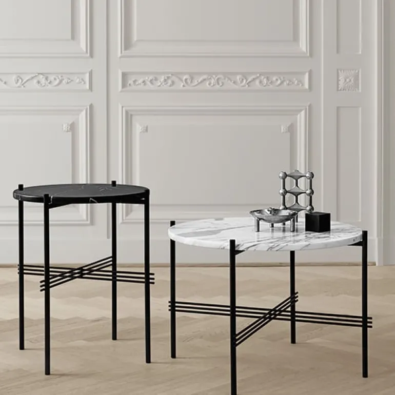 GUBI TS soffbord, 40 cm, svart - grön marmor