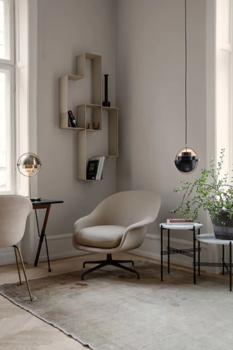 GUBI TS soffbord, 55 cm, svart - vit marmor