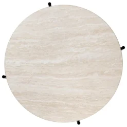 GUBI TS utomhus soffbord, 80 cm, svart - vit travertin