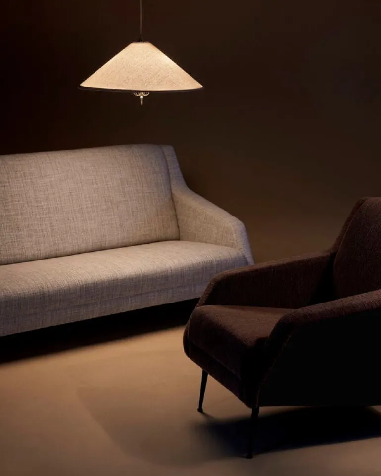 GUBI Tynell A1967 pendellampa, 56 cm, mässing - kanvas