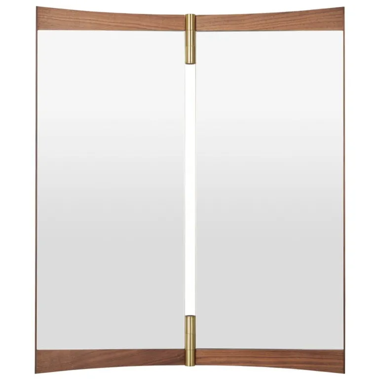 GUBI Vanity väggspegel, 2 paneler, valnöt - mässing