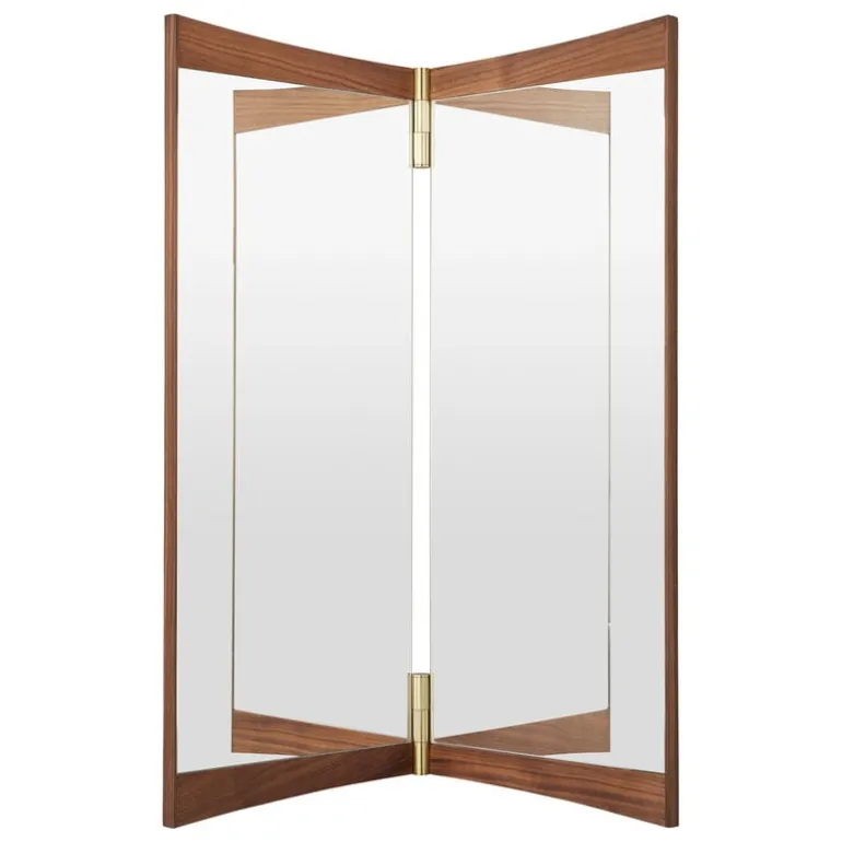 GUBI Vanity väggspegel, 2 paneler, valnöt - mässing