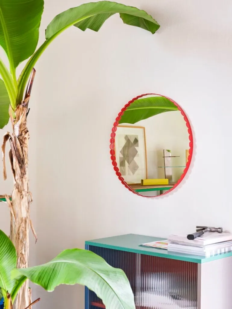 HAY Arcs Mirror rund, röd