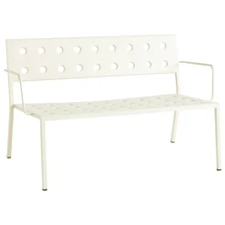 HAY Balcony Lounge bänk med armstöd, 121,5 x 69 cm, kritbeige