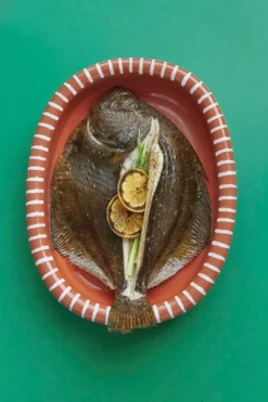 HAY Barro ovalt fat, L, naturlig terrakotta med ränder