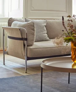 HAY Can tresitsig soffa, Ruskin 05 - svart kanvas - kromad ram