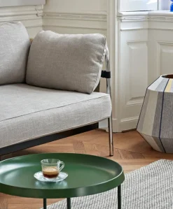 HAY Can tresitsig soffa, Ruskin 05 - svart kanvas - kromad ram