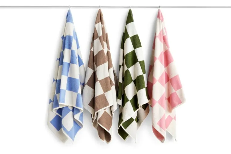 HAY Check badhandduk, 70 x 136 cm, cappuccino