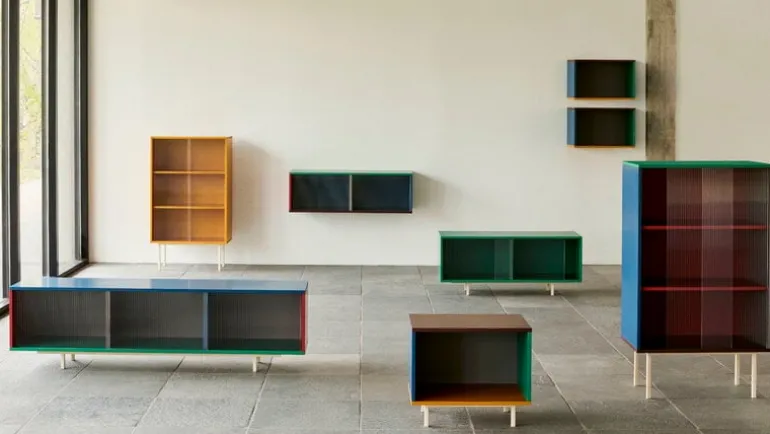 HAY Colour Cabinet m/ glasdörrar, golvstående, 120 cm, flerfärgad