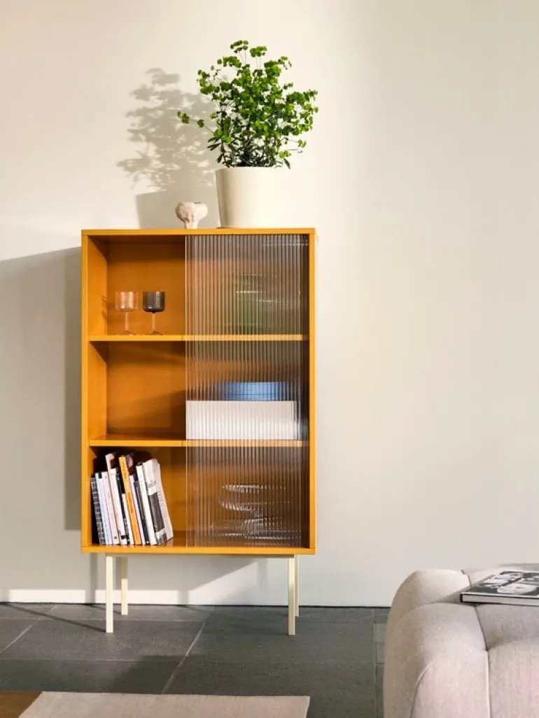 HAY Colour Cabinet med glasdörrar, hög, gul