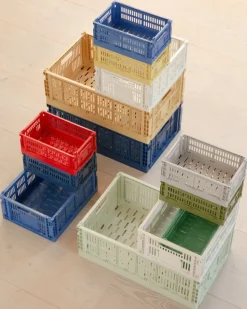 HAY Colour Crate, S, återvunnen plast, ljusgrå