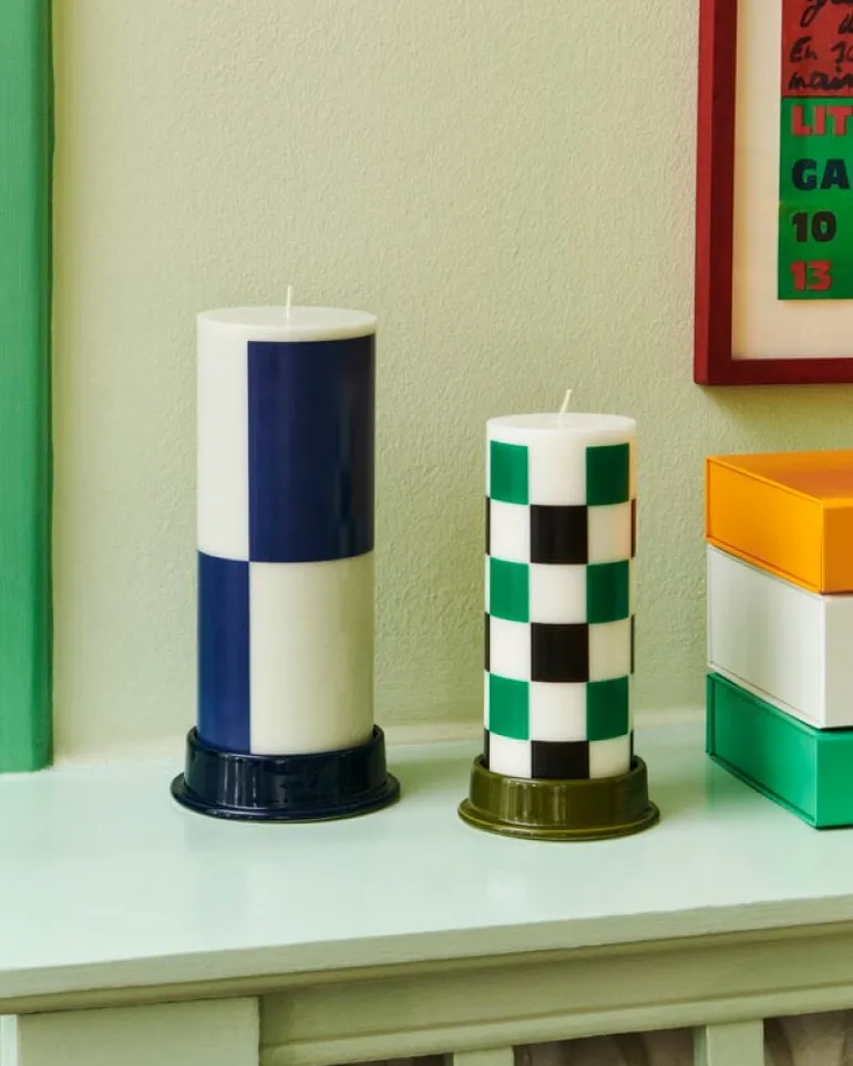 HAY Column ljus, M, off-white - grön - svart karo