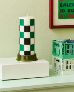 HAY Column ljus, M, off-white - grön - svart karo