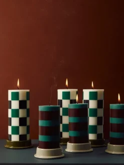 HAY Column ljus, M, off-white - grön - svart karo