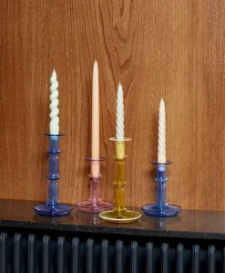 HAY Flare medium ljusstake, rosa med blå kant