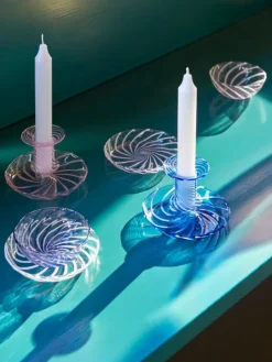 HAY Flare Stripe ljushållare, rosa - vit