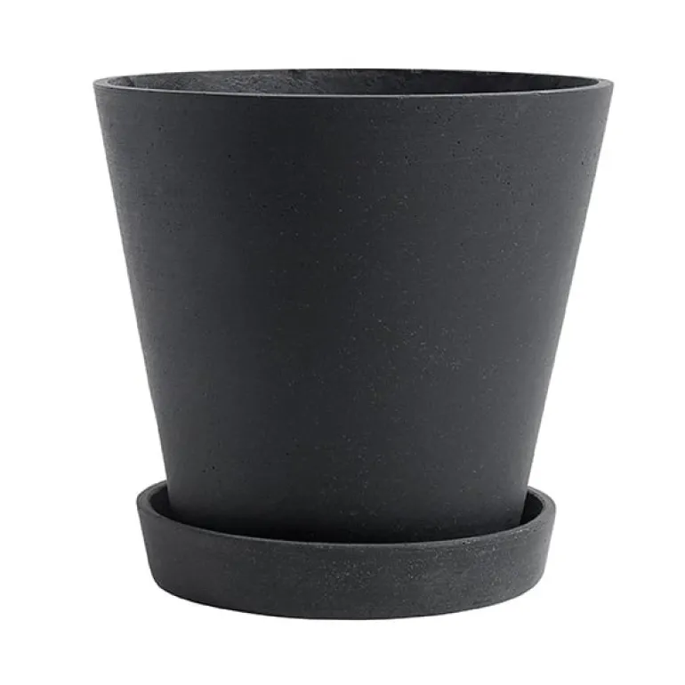 HAY Flowerpot kruka och fat, XL, svart
