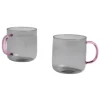 HAY Glaskopp, 2-pack, ljusgrå med rosa handtag