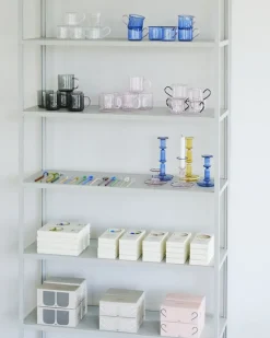 HAY Glaskopp, 2-pack, ljusgrå med rosa handtag