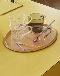 HAY Glaskopp, 2-pack, ljusgrå med rosa handtag