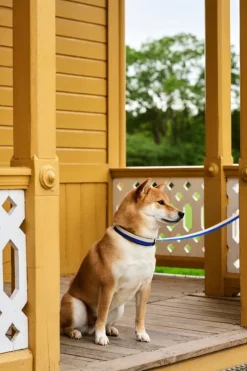 HAY HAY Dogs halsband, platt, M–L, blå - naturvit