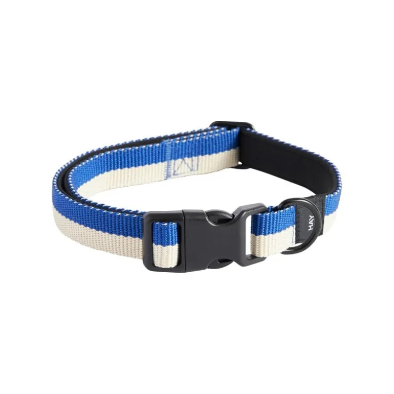 HAY HAY Dogs halsband, platt, S–M, blå - naturvit