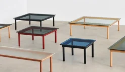 HAY Kofi bord 140 x 50 cm, lackad valnöt - räfflat glas