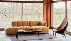 HAY Kofi bord 140 x 50 cm, svartlackerad ek - räfflat glas