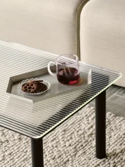 HAY Kofi bord 140 x 50 cm, svartlackerad ek - räfflat glas