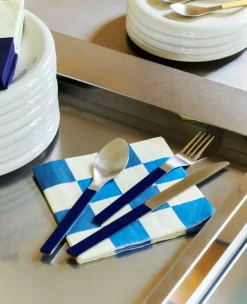 HAY Pattern servett, middag, 20-pack, off-white - blues M check