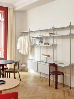 HAY Pier System 11 hylla, 1 kolumn, PS vit - aluminium