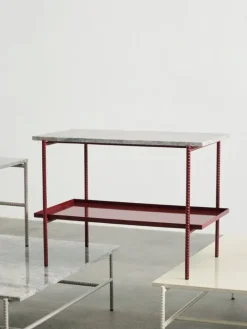 HAY Rebar sidobord, 75 x 44 cm, ladugårdsröd - grå marmor