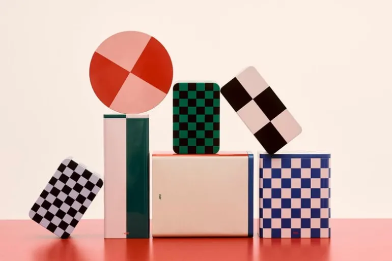 HAY Tin behållare, smal, grön - off-white