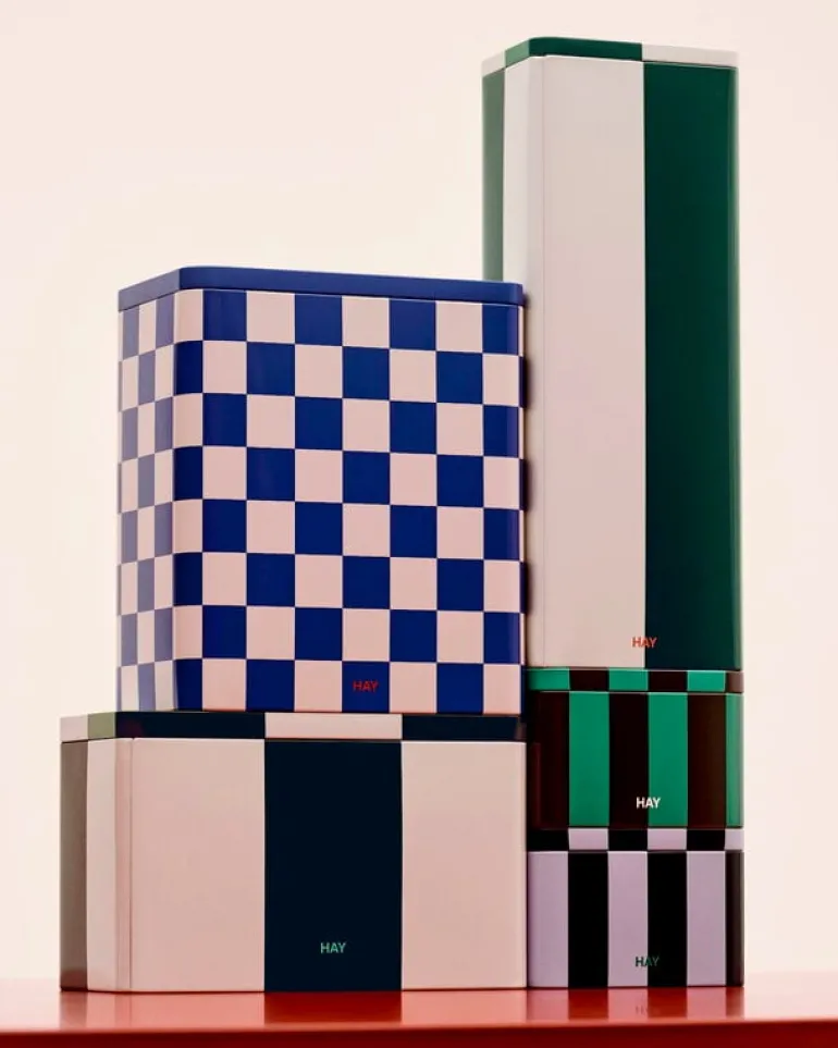 HAY Tin behållare, smal, grön - off-white