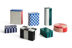 HAY Tin behållare, XL, off-white - blå - röd