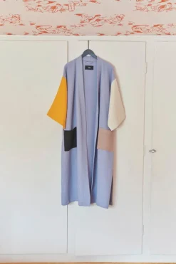 HAY Waffle morgonrock, universalstorlek, mattblå multi