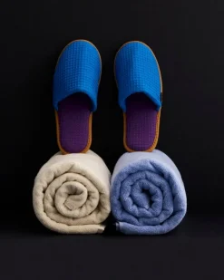 HAY Waffle tofflor, one size, blå multi