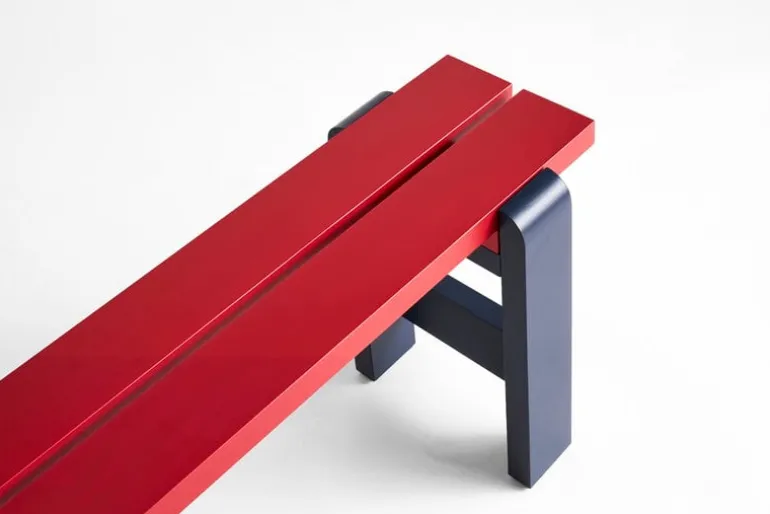HAY Weekday Duo bänk, 111 x 23 cm, vinröd - stålblå