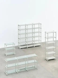 HAY Woody Column 2.0 hylla, hög, rökmålad grå bok - rökmålad grå stål