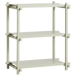 HAY Woody Column 2.0 hylla, låg, rökmålad grå bok - rökmålad grå stål