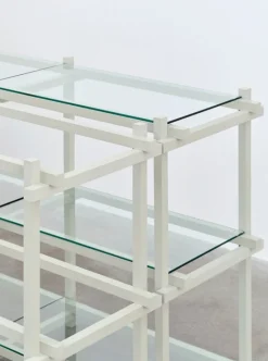 HAY Woody Column 2.0 hylla, låg, rökmålad grå bok - rökmålad grå stål