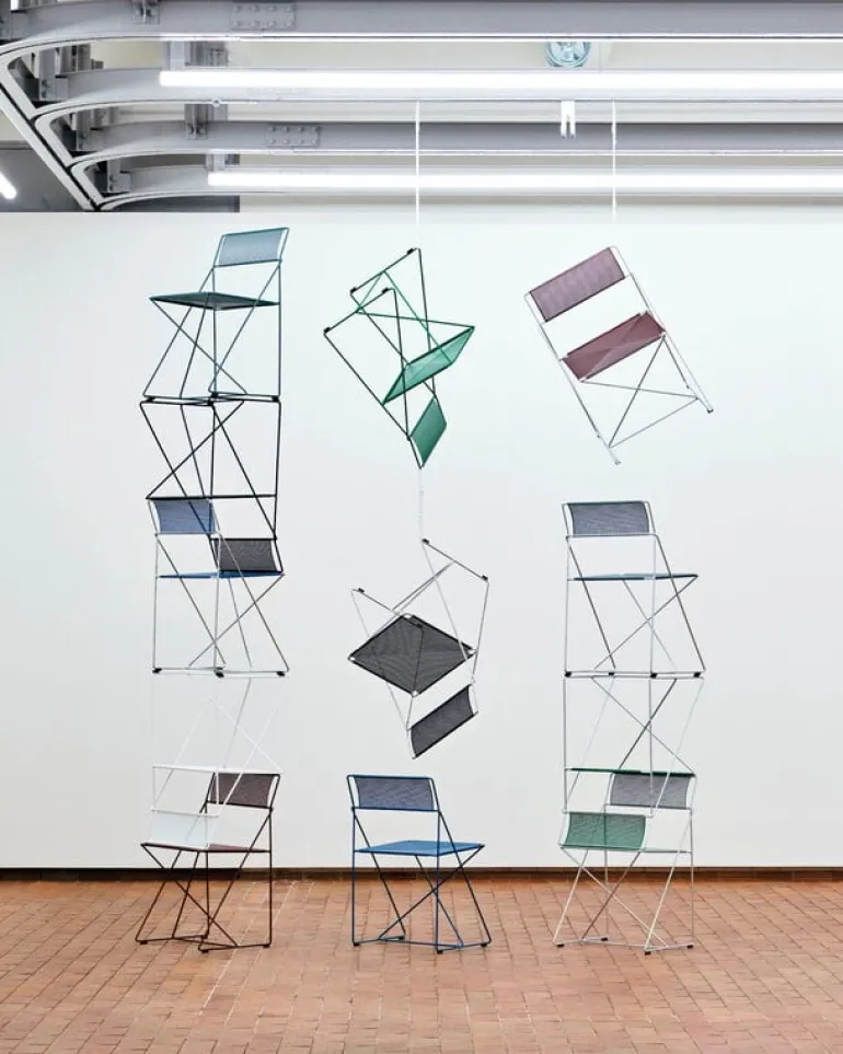 HAY X-Line stol, inomhus, förkromad - blekt lind