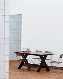 HAY X-Line stol, inomhus, förkromad - järnröd